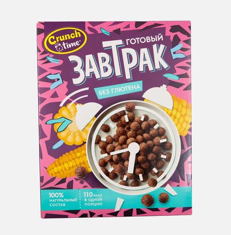 Завтрак Кранч Тайм Шарики кукуруз глазир со вкус шоколада к/к 170г