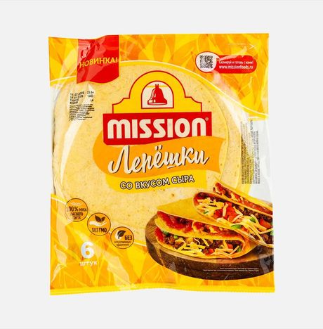 Лепешки Миссион Тортильи пшеничные со вкусом сыра 250г