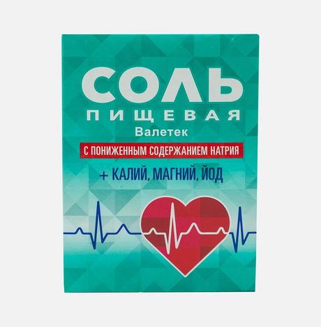 Соль Валетек пищевая пониж/сод/натр +калий/магний/йод к/к 350г