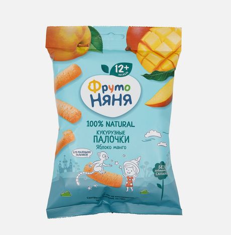 Палочки ФрутоНяня кукурузные яблоко/манго с 12мес 20г