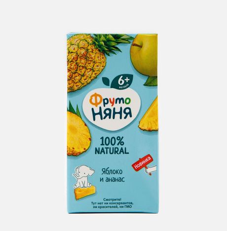 Нектар ФрутоНяня из яблок/ананасов с 6мес т/п 0,2л
