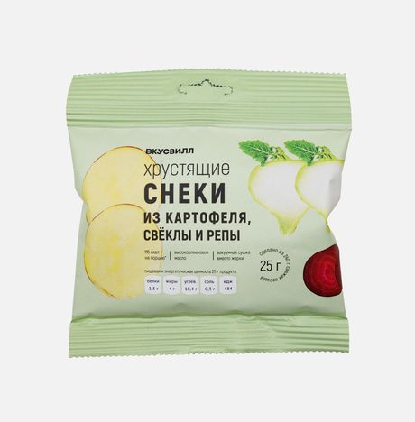 Снеки Вкусвилл хрустящие из картофеля/свеклы/репы 25г
