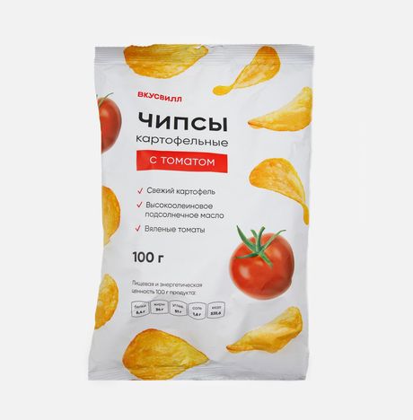 Чипсы Вкусвилл картофельные с томатом 100г