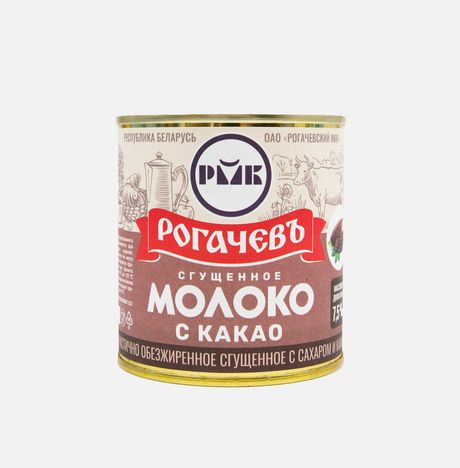 Молоко сгущ Рогачевъ с сахаром и Какао 7.5% ж/б 380г
