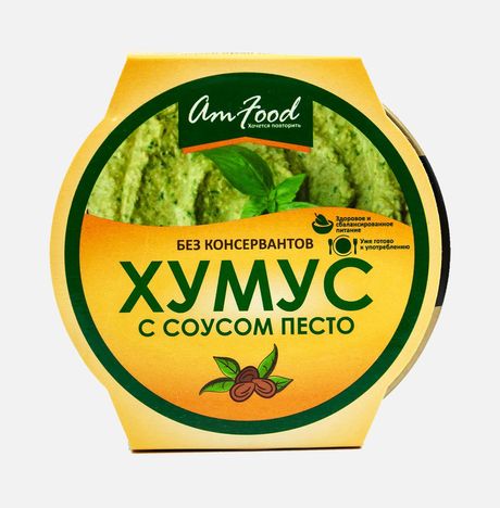 Хумус Полезные продукты Амфуд с соусом песто ст/б 200г
