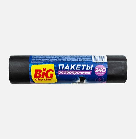Пакеты д/мусора Биг Сити Лайф Особопрочные LD 90*130см 240л 5шт