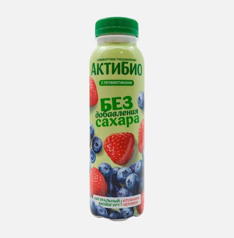 Биойогурт АктиБио Клубника-Черника без лактозы без сахара 1.5% 260г