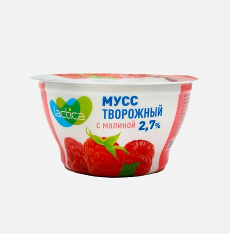 Мусс Лактика творожный с малиной 2.7% пл/ст 115г