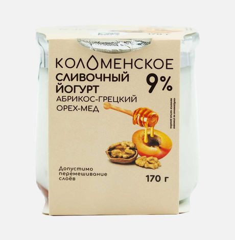 Йогурт Коломенский Абрикос-грецкий орех-мед сливочный 9% ст/б 170г