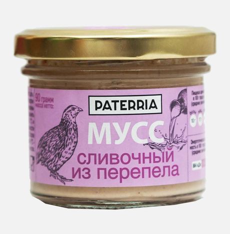 Мусс Патеррия сливочный из перепела ст/б 90г