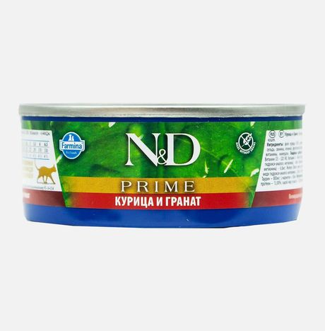 Корм Фармина Н&Д Прайм д/кошек курица и гранат ж/б 70г