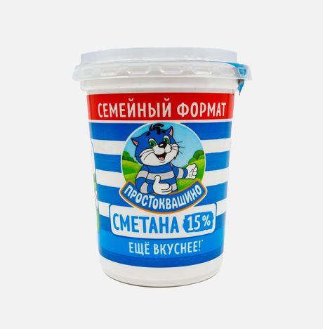 Сметана Простоквашино 15% пл/ст 390г
