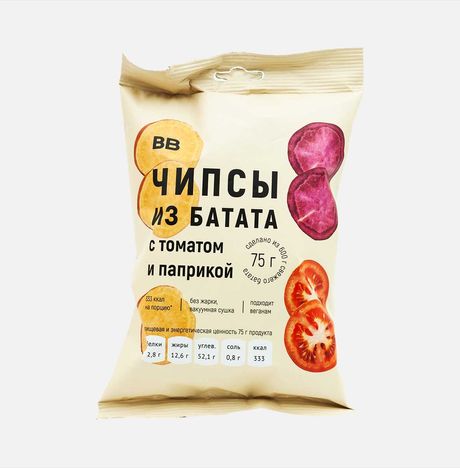 Чипсы ВкусВилл из батата с томатом и паприкой пл/пак 75г