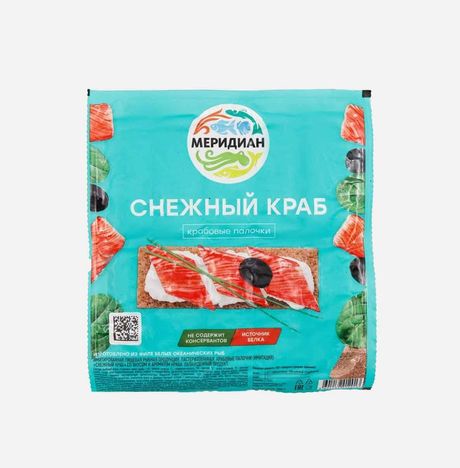 Крабовые палочки Меридиан Снежный краб имит охл пл/уп 200г