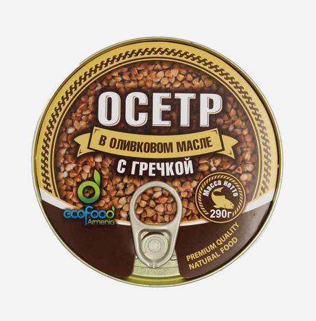 Осетр Экофуд с гречкой в оливковом масле ж/б 290г