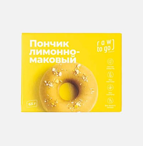 Пончик Роу Ту Гоу лимонно-маковый 65г