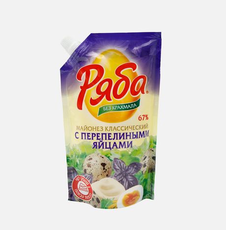 Майонез Ряба Классический с перепелиными яйцами 67% 350г