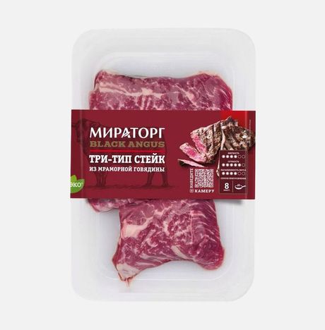 Стейк Мираторг Три-тип из мраморной говядины охл в/у 390г