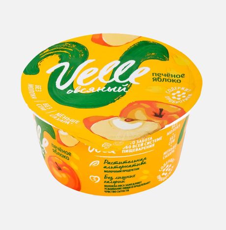 Продукт овсяный Велле Печёное яблоко ферментированный пл/ст 130г