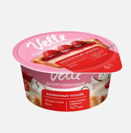 Продукт кокосовый Велле Десерт Клубничный чизкейк ферментиров 130г