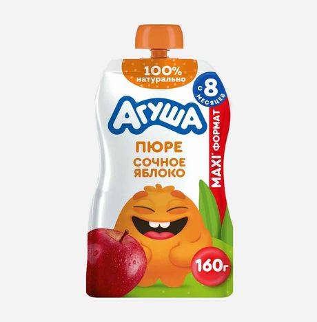 Пюре Агуша Сочное яблоко гомогениз с 8мес дой/пак 160г