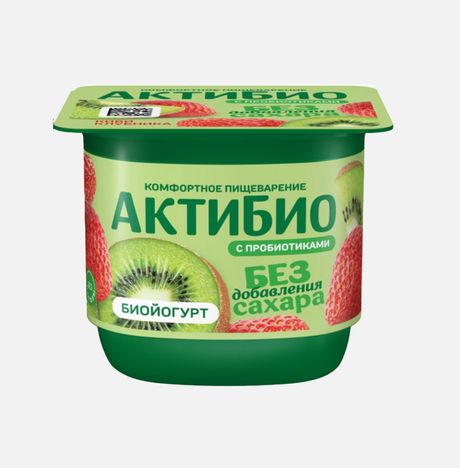 Биойогурт АктиБио Киви-Клубника без лактозы без сахара 3% 130г