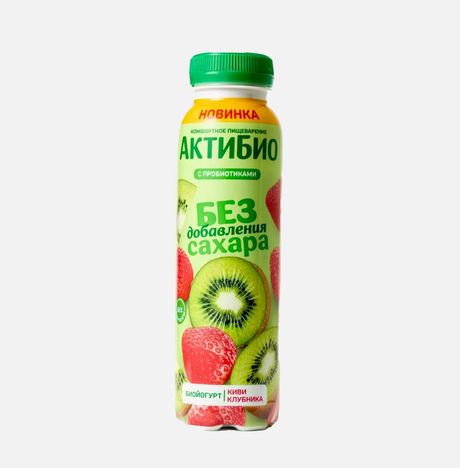 Биойогурт АктиБио Киви-Клубника без лактозы без сахара 1.5% 260г