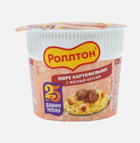 Пюре картофельное Роллтон с мясным вкусом пл/ст 40г