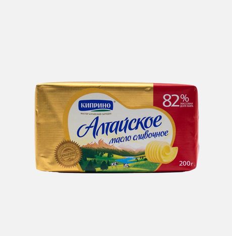Масло Киприно Алтайское 82% сладко-сливочное несоленое фольга 200г