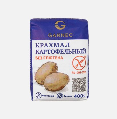 Крахмал Гарнец картофельный без глютена в/с бум/пак 400г