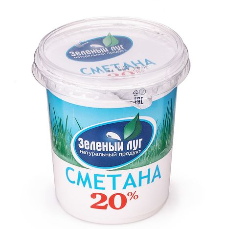 Сметана Зеленый луг 20% пл/ст 350г
