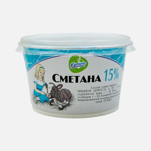 Сметана Купино 15% пл/ст 180г