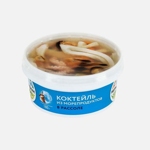 Коктейль Меридиан из морепродуктов в рассоле пл/ст 180г