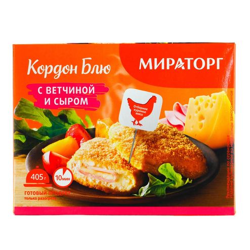 Котлета Мираторг Кордон блю с ветчиной и сыром с/м к/к 405г
