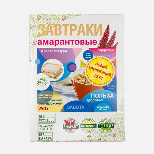 Завтраки амарантовые Ди энд Ди с белым шоколадом без глютена 250г