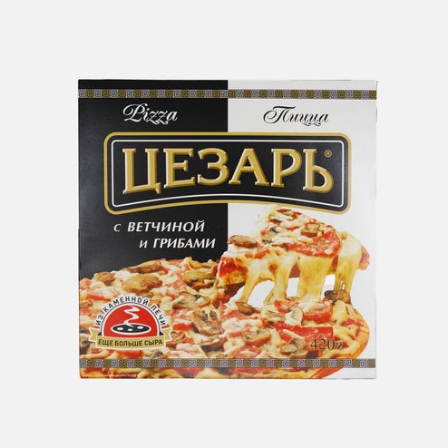 Пицца Цезарь с ветчиной и грибами к/к 420г