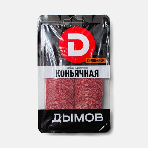 Колбаса Дымов Коньячная с/к нарезка в/у 90г