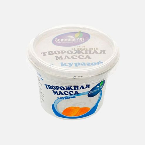 Масса творожная Зеленый луг с сахаром и курагой 9% пл/ст 180г