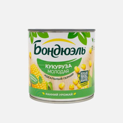 Кукуруза Бондюэль молодая сладкая ж/б/кл 425мл/340г
