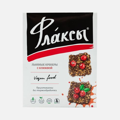 Крекеры Компас здоровья Флаксы льняные с клюквой веган 120г