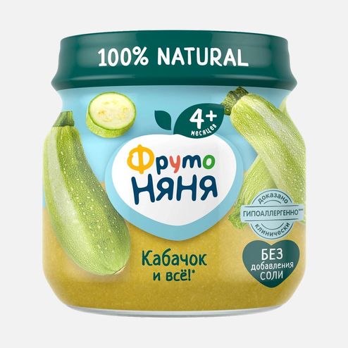 Пюре ФрутоНяня овощное Кабачок с 4мес ст/б 80г