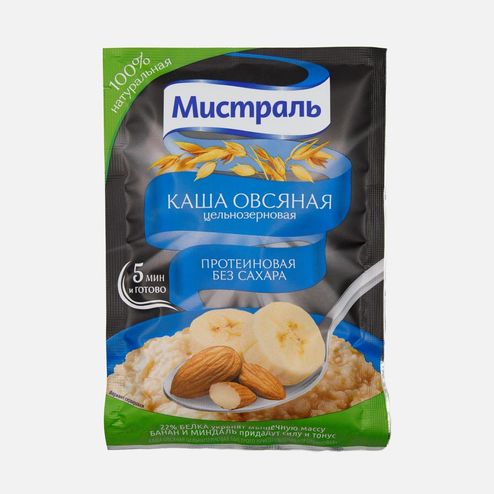 Каша Мистраль овсяная Протеиновая цельнозерновая без сахара 40г