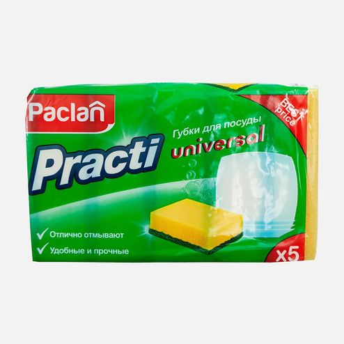 Губки д/посуды Паклан Практик Универсал 5шт поролон 15*9*6см