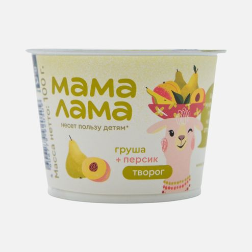 Творог Мама Лама с персиком и грушей 3.8% пл/ст 100г