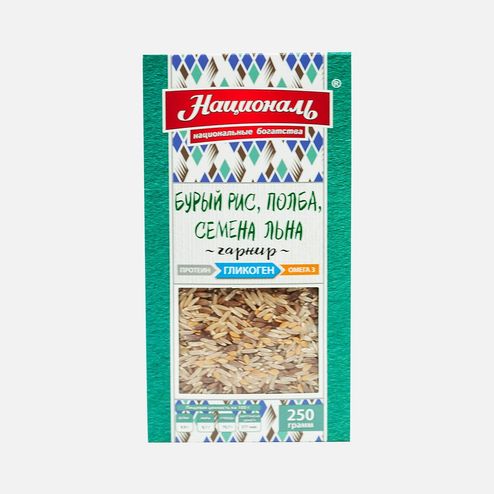 Бурый рис/полба/семена льна Националь к/к 250г