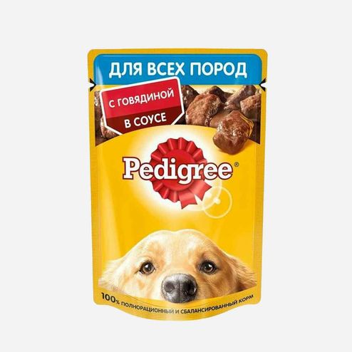 Корм Педигри с говядиной в соусе пауч 85г