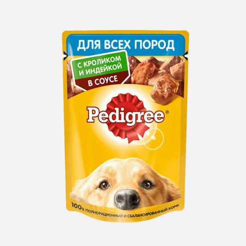 Корм Педигри д/взрослых собак Кролик/индейка в соусе пауч 85г