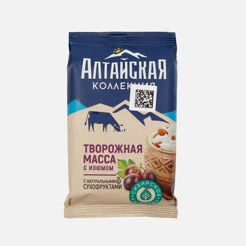 Масса творожная Алтайская коллекция с изюмом 7.5% фольга 180г
