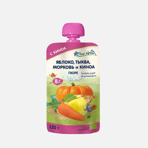 Пюре Флер Альпин Яблоко/тыква морковь/киноа c 8мес 120г
