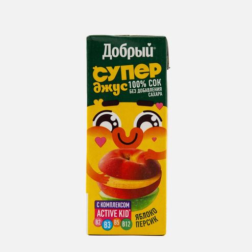 Сок Добрый Супер Джус Яблоко/персик Актив кид т/п 0,2л